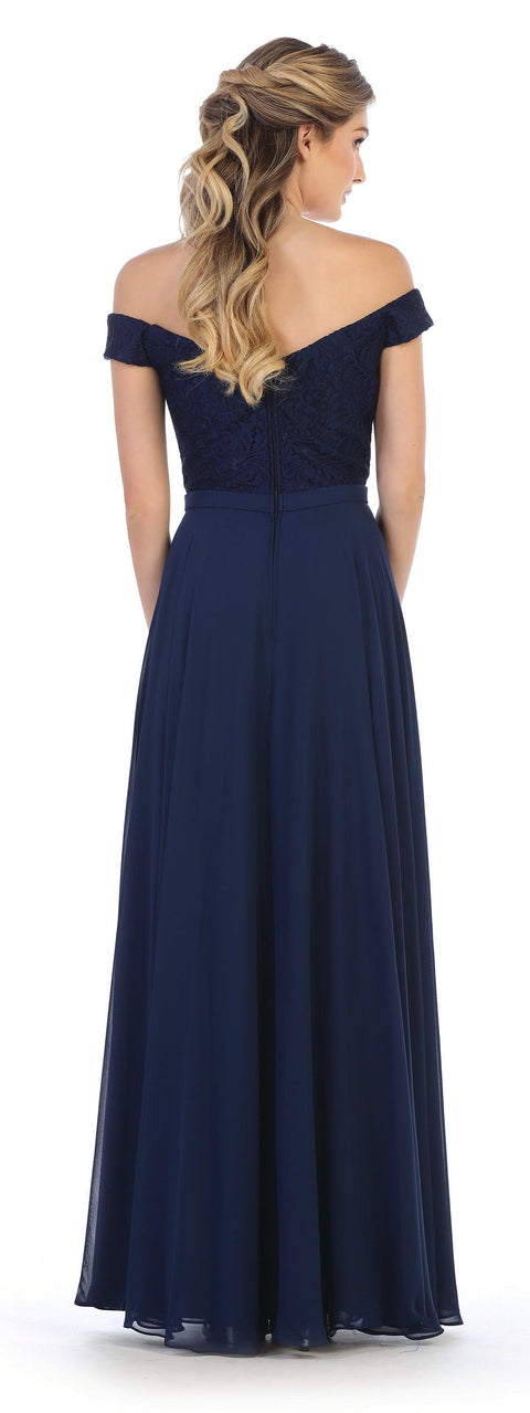 Long Lace Bodice Off Shoulder  Bridesmaids Dress