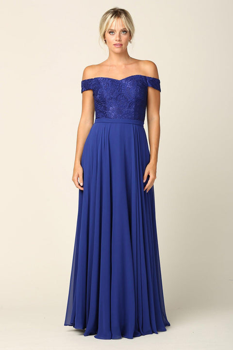 Long Lace Bodice Off Shoulder  Bridesmaids Dress