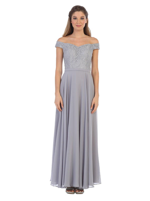 Long Lace Bodice Off Shoulder  Bridesmaids Dress