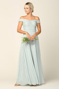 Long Lace Bodice Off Shoulder  Bridesmaids Dress