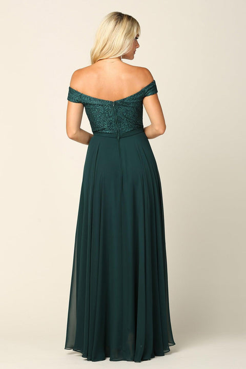 Long Lace Bodice Off Shoulder  Bridesmaids Dress