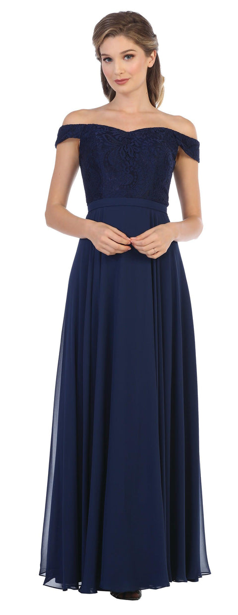 Long Lace Bodice Off Shoulder  Bridesmaids Dress
