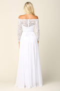 Lace Chiffon Wedding Dress with Long Sleeves