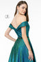 Elizabeth K GL2982: Long Metallic Glitter Dress with Off-Shoulder neckline