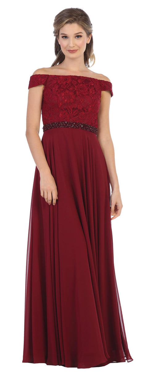 Mother of the Bride Lace Dress with Long Off Shoulder