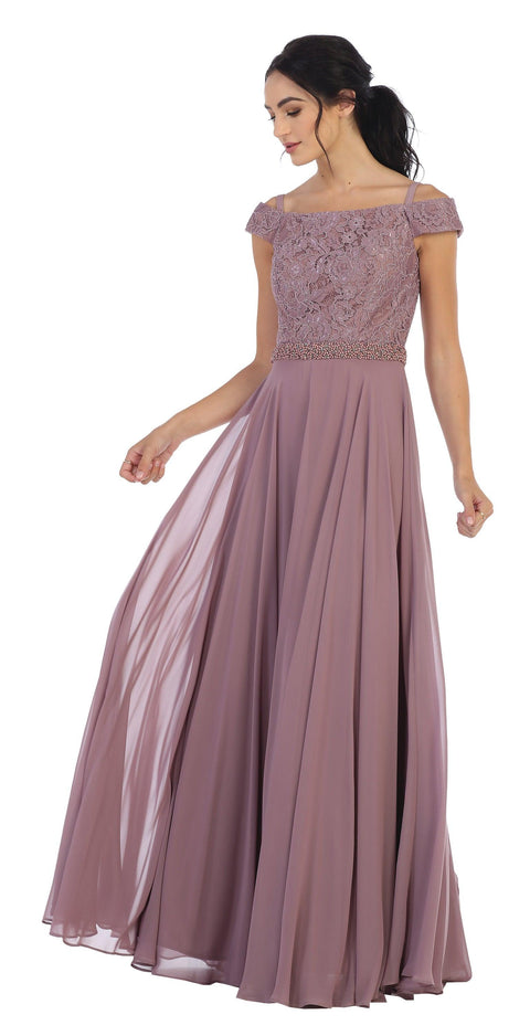 Mother of the Bride Lace Dress with Long Off Shoulder