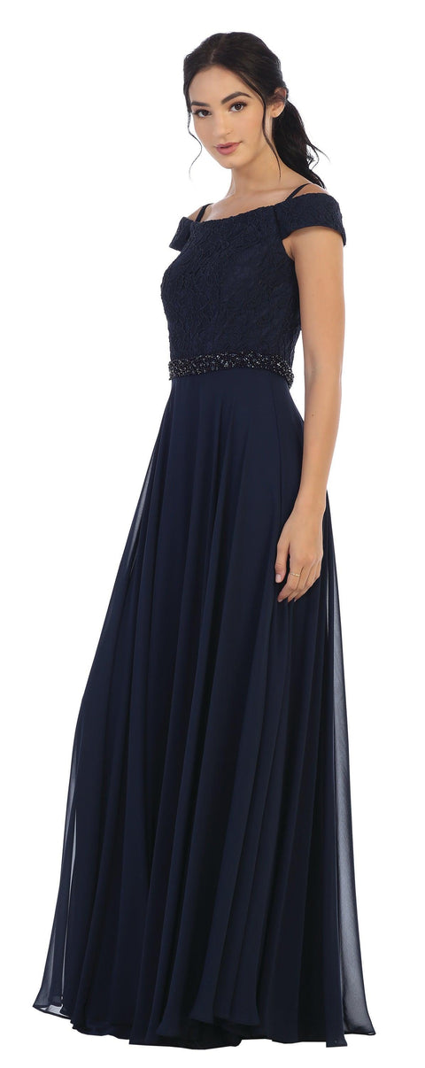 Mother of the Bride Lace Dress with Long Off Shoulder