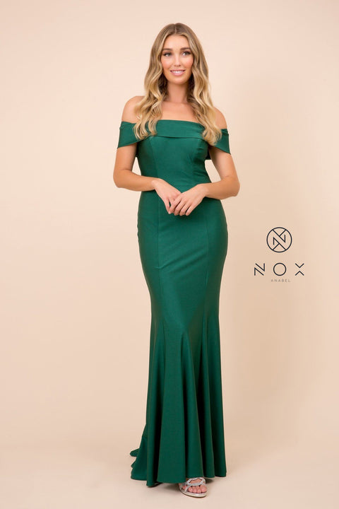 Off the Shoulder Long  Mermaid Dress by Nox Anabel N295