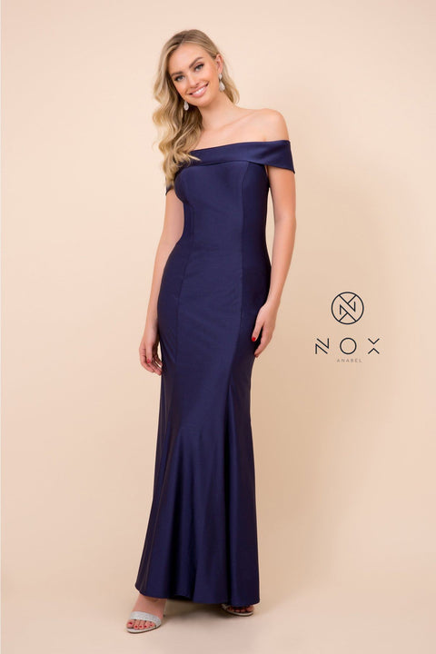 Off the Shoulder Long  Mermaid Dress by Nox Anabel N295