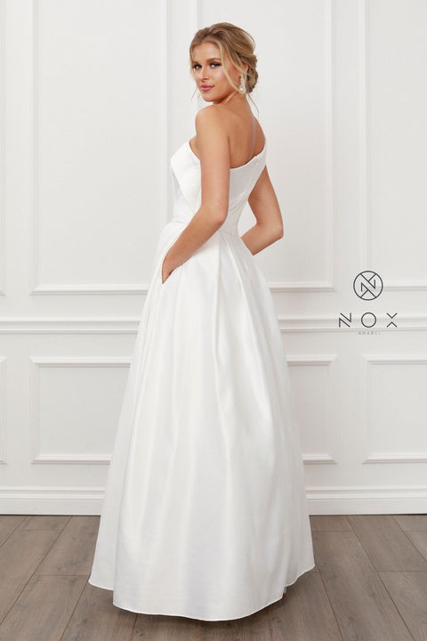 One Shoulder Long  A-line Dress by Nox Anabel E469