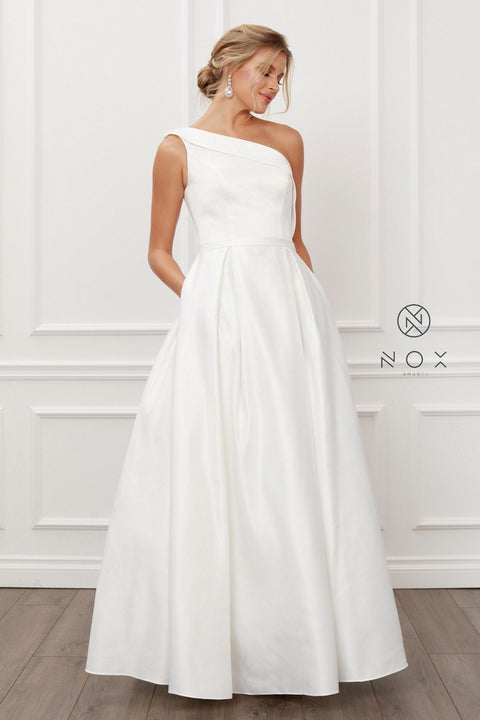 One Shoulder Long  A-line Dress by Nox Anabel E469