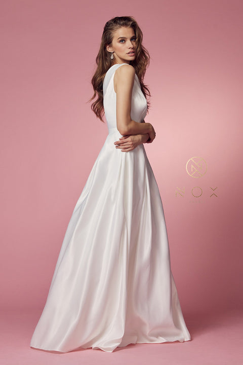One Shoulder Long  A-line Dress by Nox Anabel E469