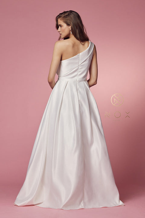 One Shoulder Long  A-line Dress by Nox Anabel E469