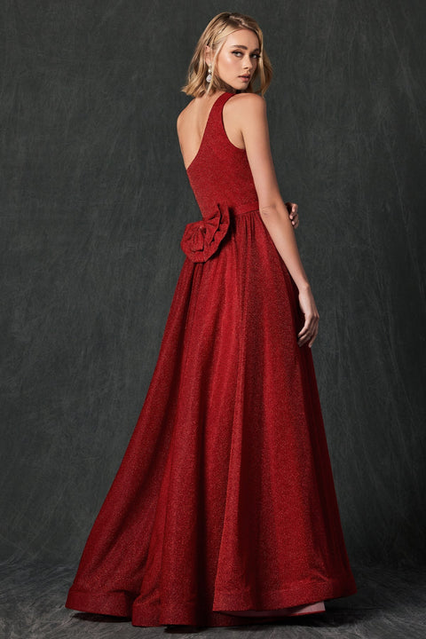 One Shoulder Long Glitter Dress by Juliet 205