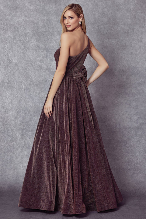 One Shoulder Long Glitter Dress by Juliet 205