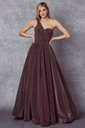 One Shoulder Long Glitter Dress by Juliet 205
