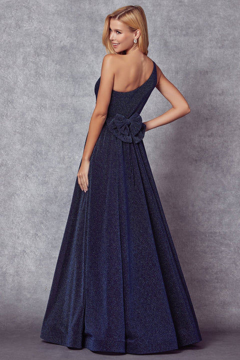 One Shoulder Long Glitter Dress by Juliet 205