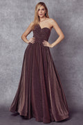 One Shoulder Long Glitter Dress by Juliet 205