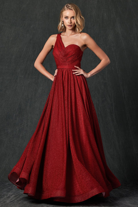 One Shoulder Long Glitter Dress by Juliet 205