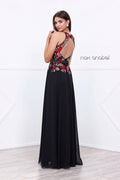 Long Open Back Embroidered Bodice Dress by Nox Anabel 8275