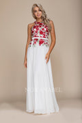 Long Open Back Embroidered Bodice Dress by Nox Anabel 8275