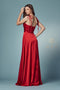 Satin Long V-Neck Dress by Nox Anabel R1029