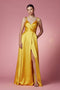 Satin Long V-Neck Dress by Nox Anabel R1029