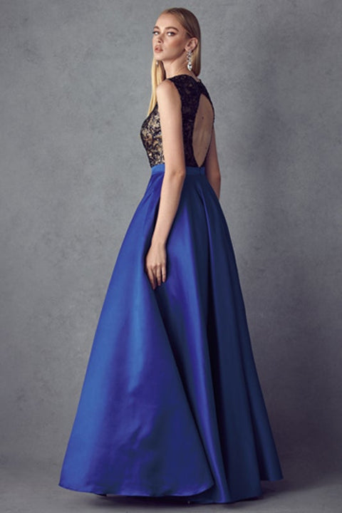 Long Sequin A-line Bodice Dress by Juliet 661