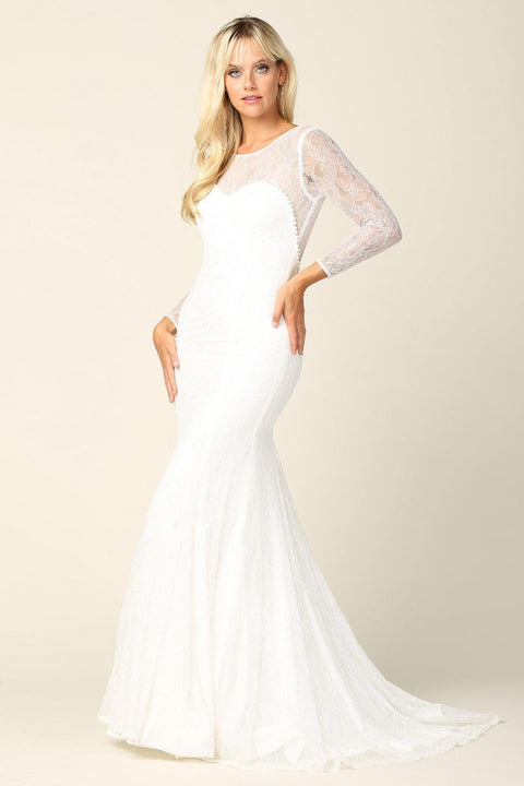 Long Sleeve Bridal Gown Lace Wedding Dress Sale by Eva Fashion