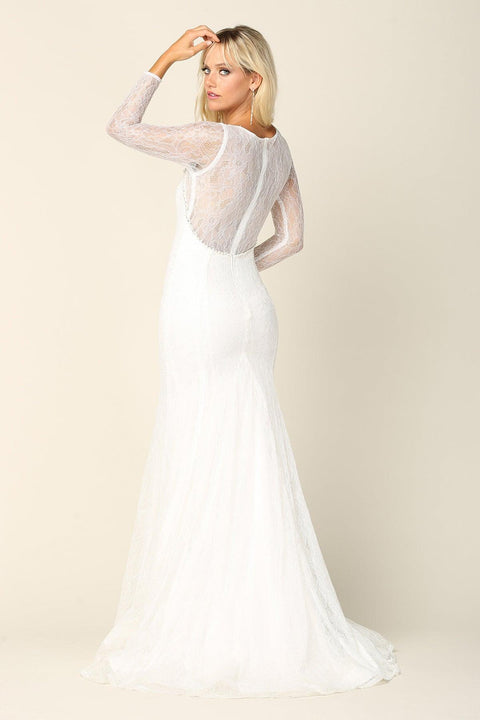 Long Lace Sleeve Bridal Gown Wedding Dress