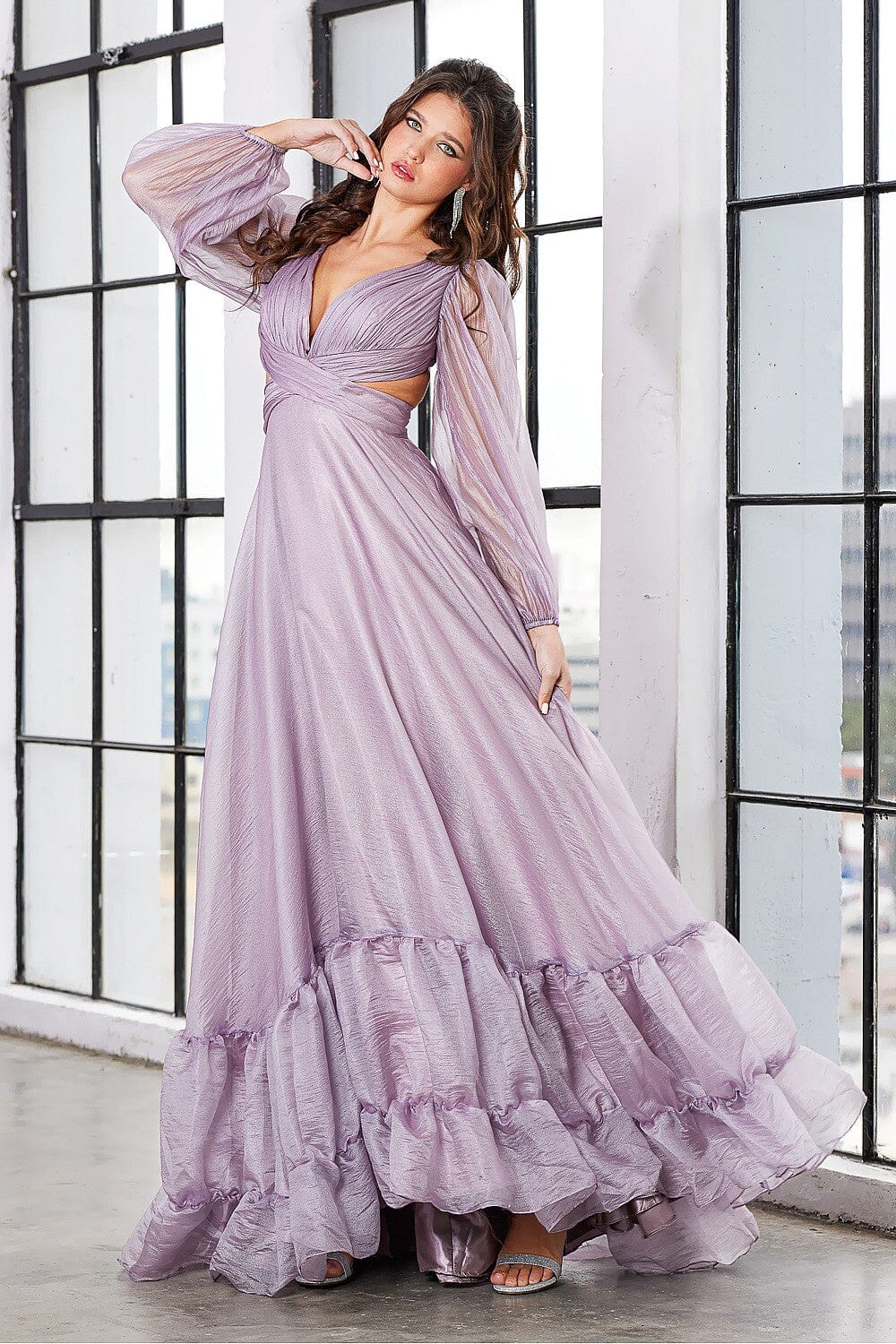 chinese dress ladies Mauve Long Sleeve Maxi Dress main image 1