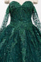 Enchanting Allure: Long Sleeve Glitter Print Ball Gown by Coya L2460