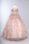 Enchanting Allure: Long Sleeve Glitter Print Ball Gown by Coya L2460