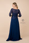 Long-Sleeve Bodice Gown with Beaded Lace by Nox Anabel M520