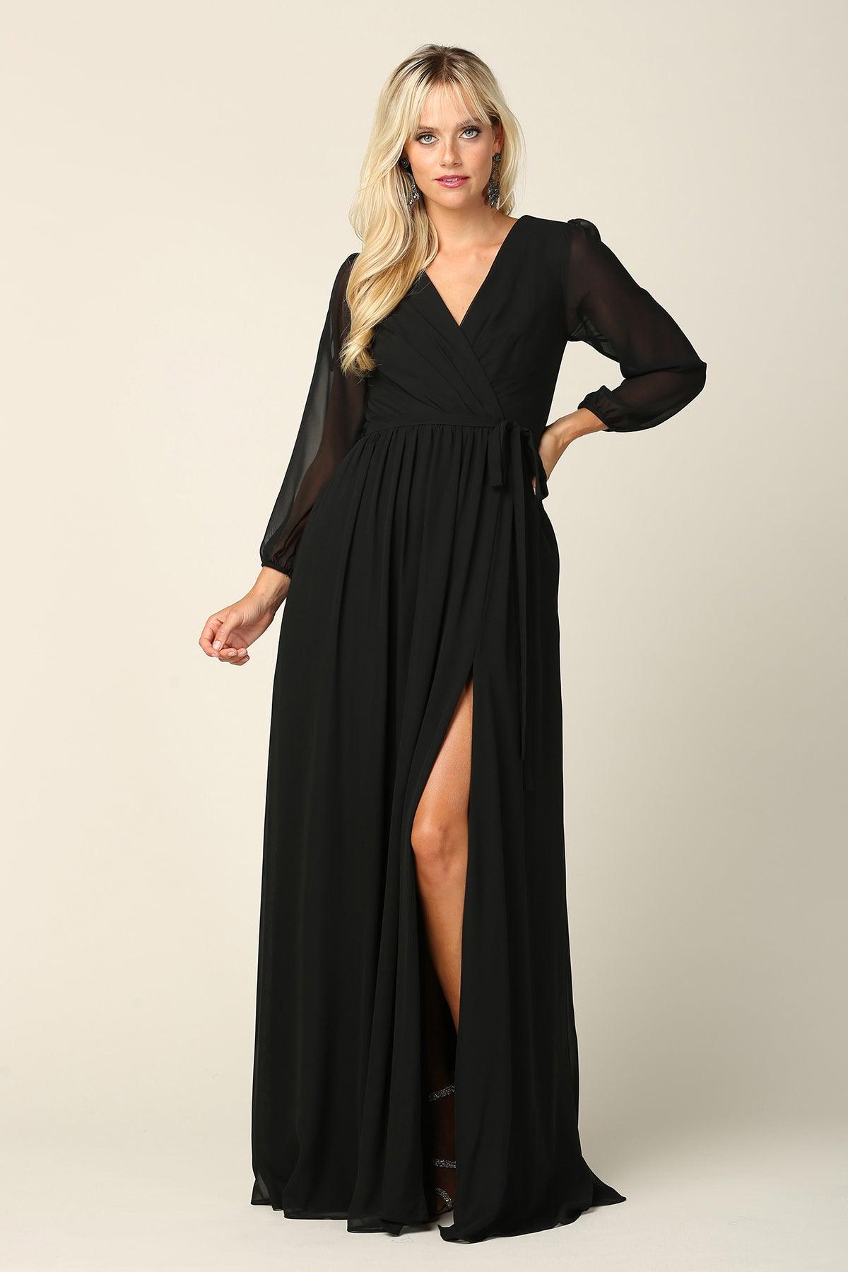 Long Sleeve Mother of the Bride and Groom Elegant Chiffon Dress sheerdreamz Long Sleeve Mother of the Bride and Groom Elegant Chiffon Dress sheerdreamz