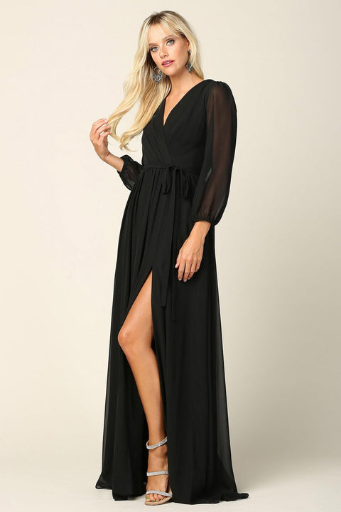 Long Sleeve Mother of the Bride and Groom Elegant Chiffon Dress