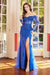 Adora 3079's Corset Gown with Long Sleeves and Off-Shoulder Design
