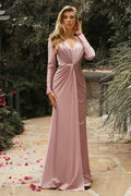 Long Sleeve V-Neck Wrap Gown by Cinderella Divine CH175