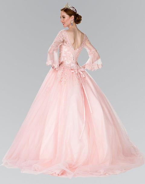 Embroidered Long Sleeved Ballgown by Elizabeth K GL2377