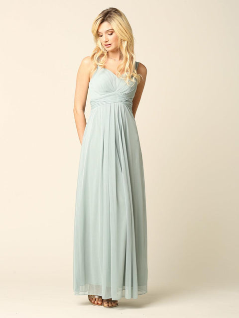 Bridesmaid Chiffon Dress with Long Sleeveless