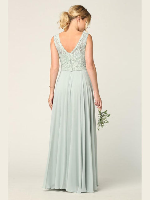 Long Sleeveless Lace Bridesmaids Chiffon Dress