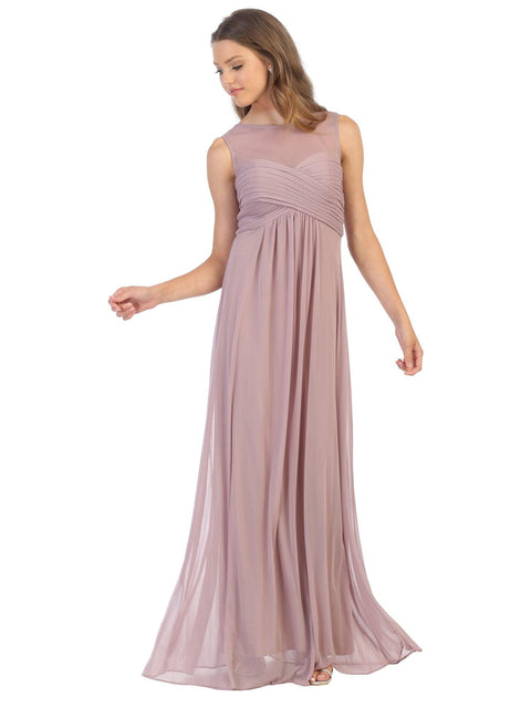 Long Sleeveless Stretch Chiffon Bridesmaids Dress