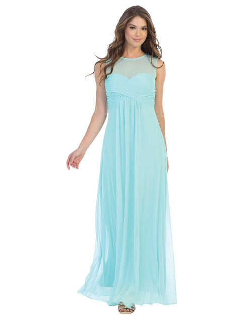 Long Sleeveless Stretch Chiffon Bridesmaids Dress