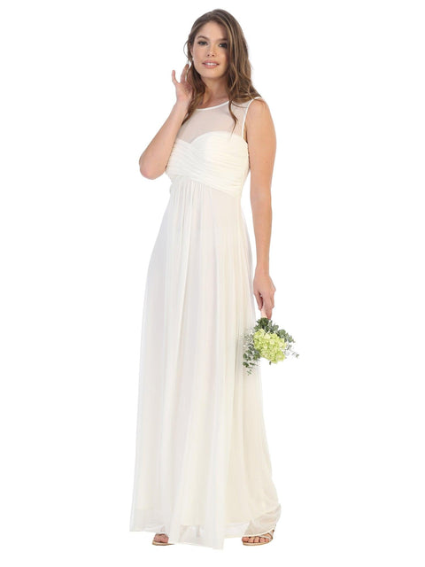 Long Sleeveless Stretch Chiffon Bridesmaids Dress