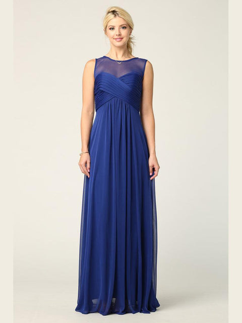 Long Sleeveless Stretch Chiffon Bridesmaids Dress