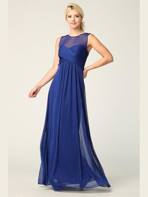 Long Sleeveless Stretch Chiffon Bridesmaids Dress