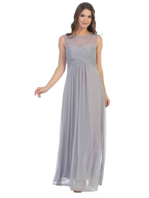 Long Sleeveless Stretch Chiffon Bridesmaids Dress