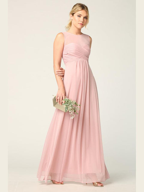 Long Sleeveless Stretch Chiffon Bridesmaids Dress