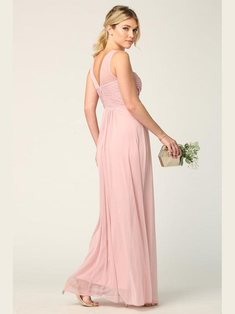 Long Sleeveless Stretch Chiffon Bridesmaids Dress