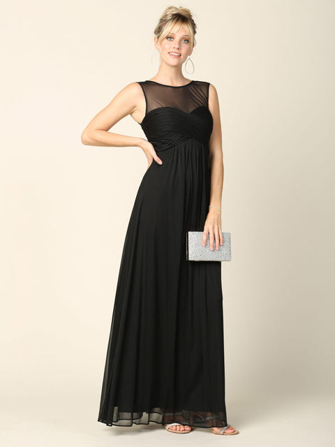 Long Sleeveless Stretch Chiffon Bridesmaids Dress